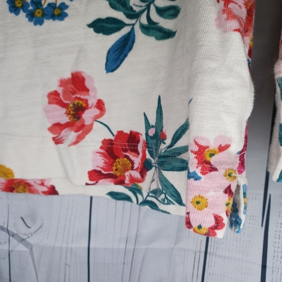 LOFT 100% Cotton Women's Floral Print Top - Cream and Pink Size S - Picture 15 of 16